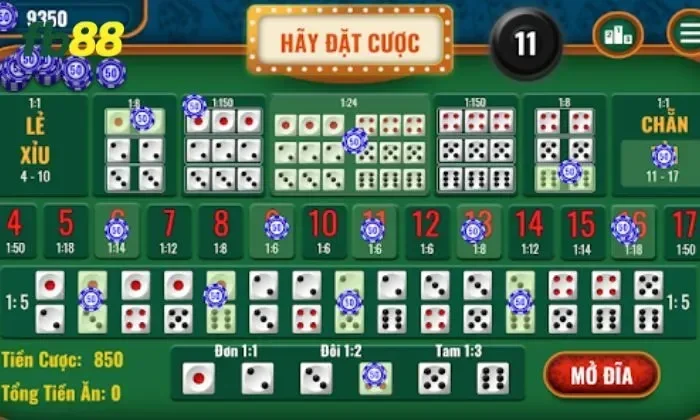 Ba viên xúc xắc quyết định kết quả cược Tài xỉu