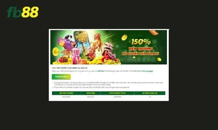 Thưởng đến 150% khi tham gia sảnh quay nổ hũ